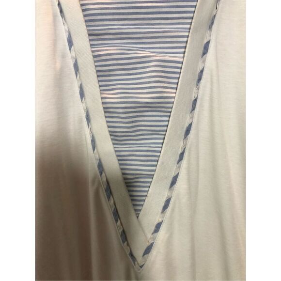 Jantzen Women’s White and Blue Short Sleeve Blouse Size L - Picture 4 of 6